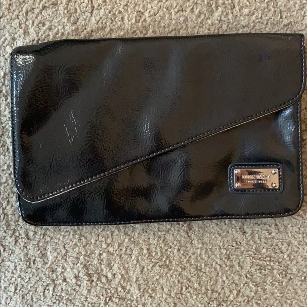 Nine West clutch. Dark gray. Shiny
